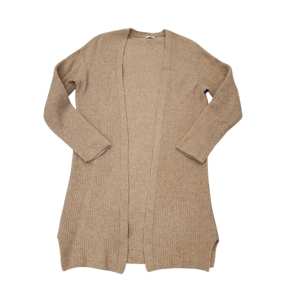 J.Crew Ribbed Knit Open Front Cardigan Sweater Tan Lambswool Neutral Women's S/M - Picture 3 of 15